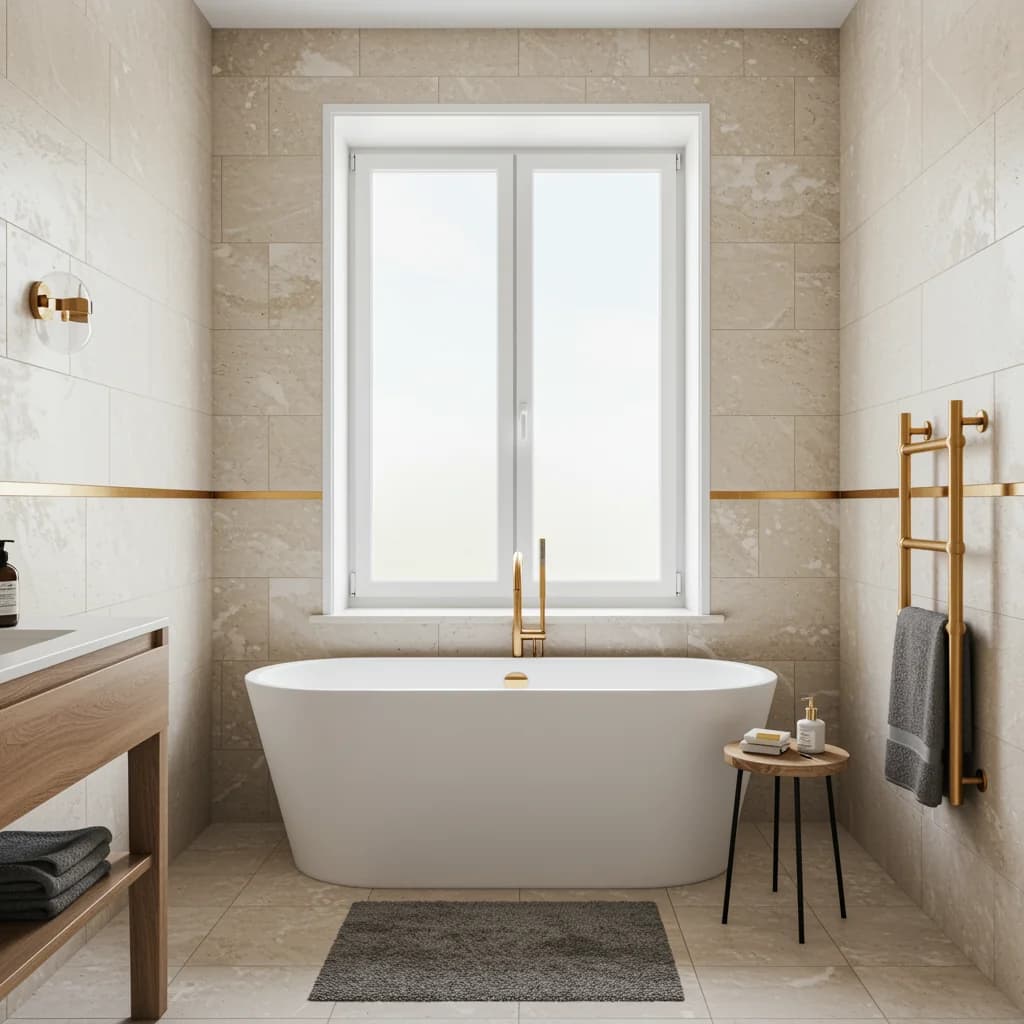 Fenêtre blanche PVC dans une salle de bain