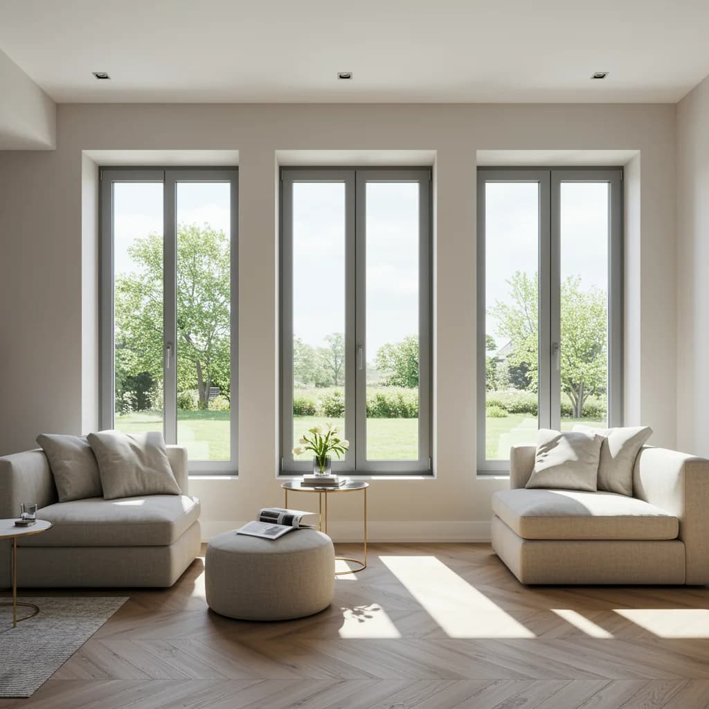 Fenêtre blanche PVC, intérieur moderne