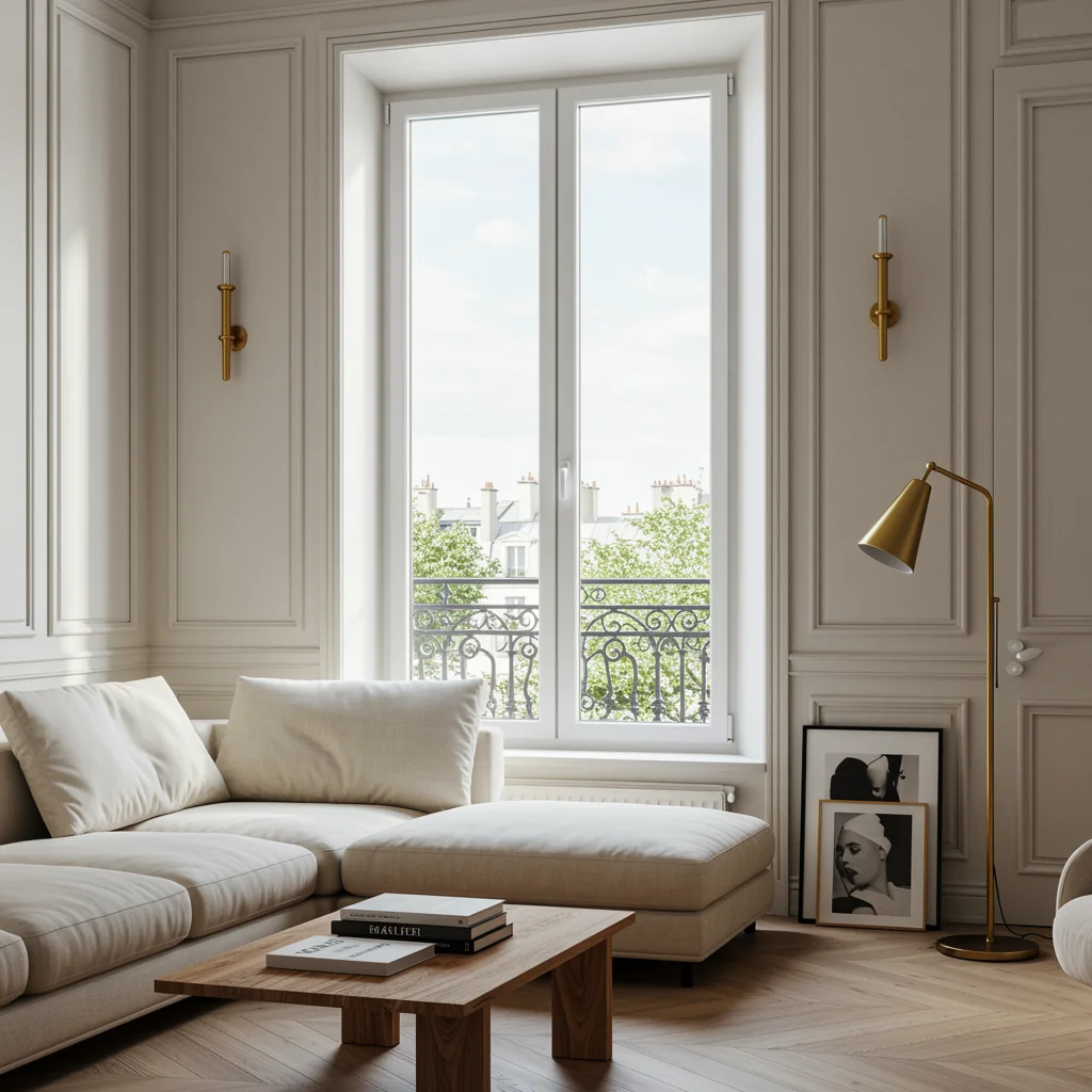 Fenêtre blanche PVC dans un appartement — vue immobilière