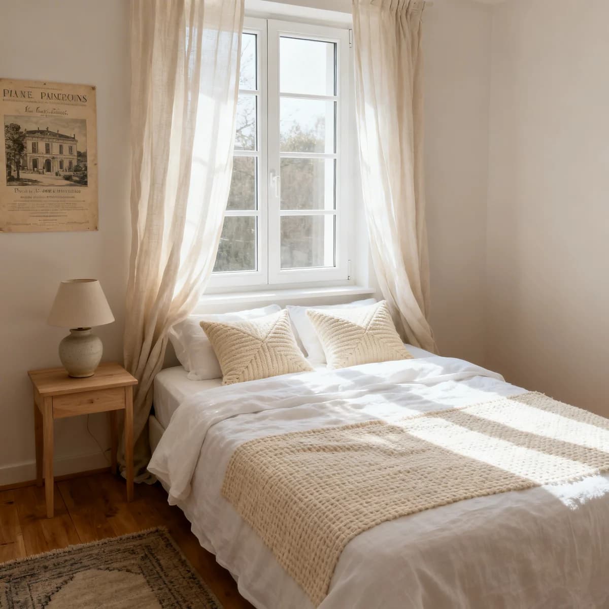 Fenêtre blanche PVC dans une chambre parisienne apaisante